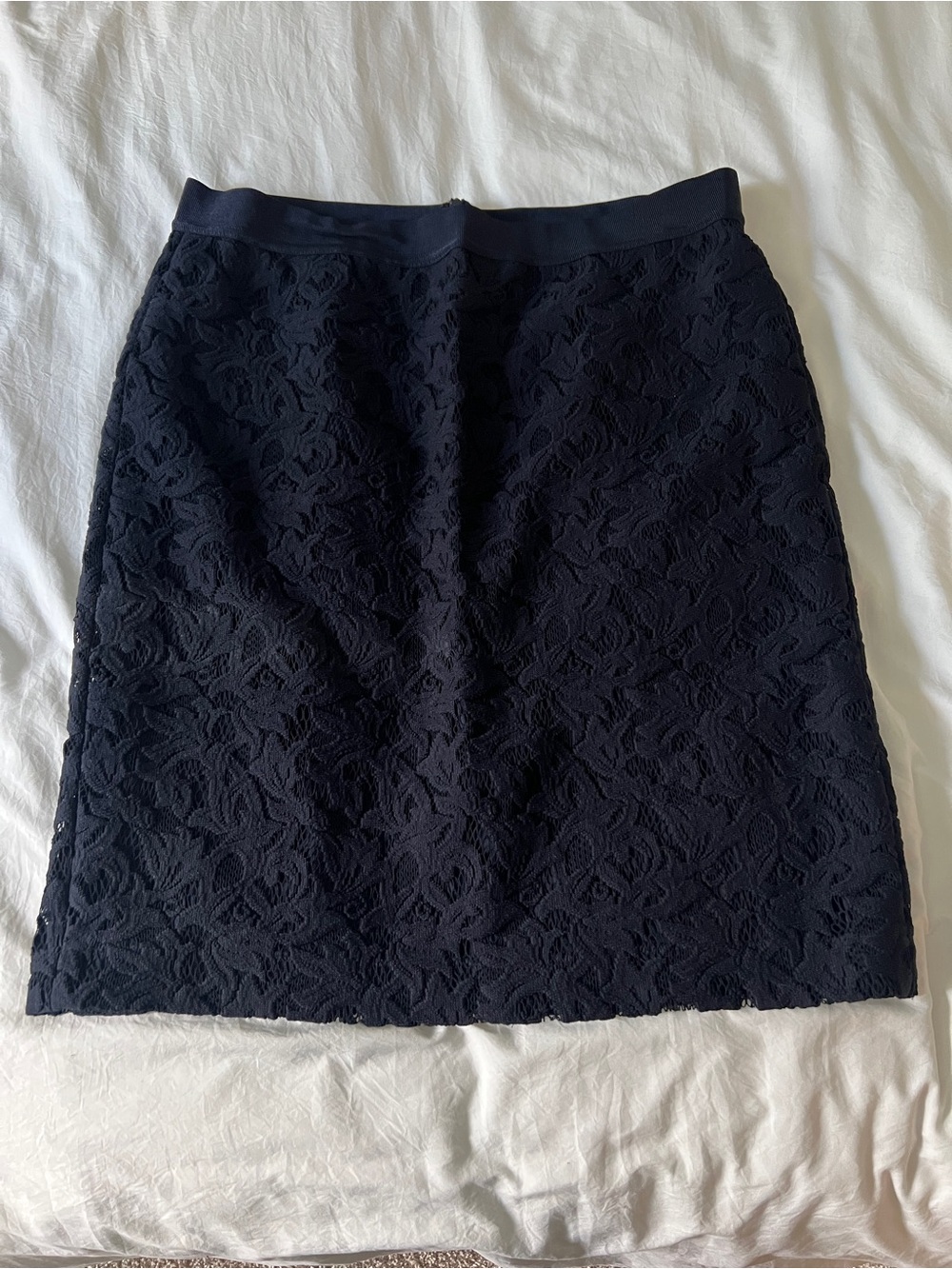 Ann Taylor Navy Lace Pencil Skirt